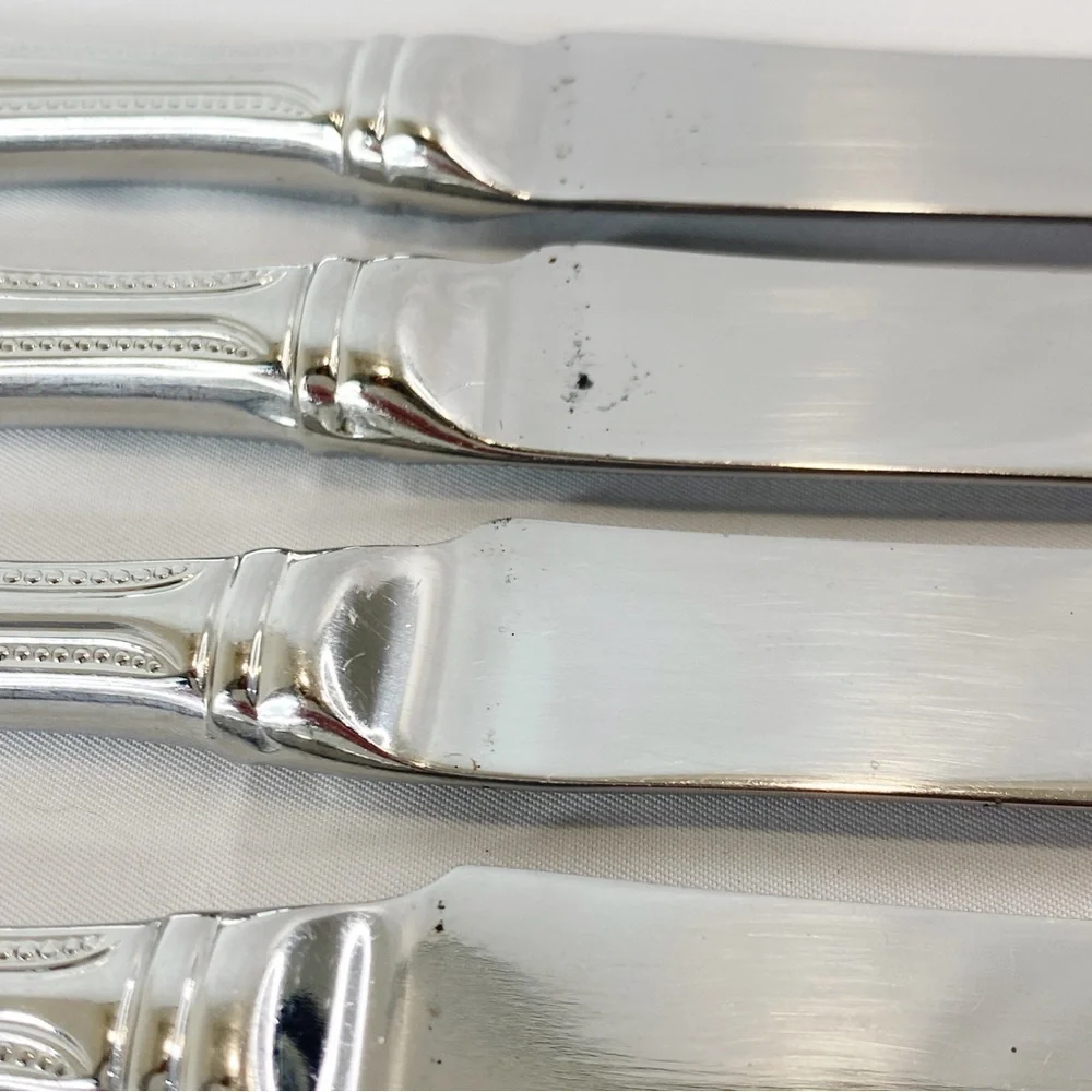 Roberts & Belk Lot of 6 Dinner Knives Continental Bead Discontinued Grp A